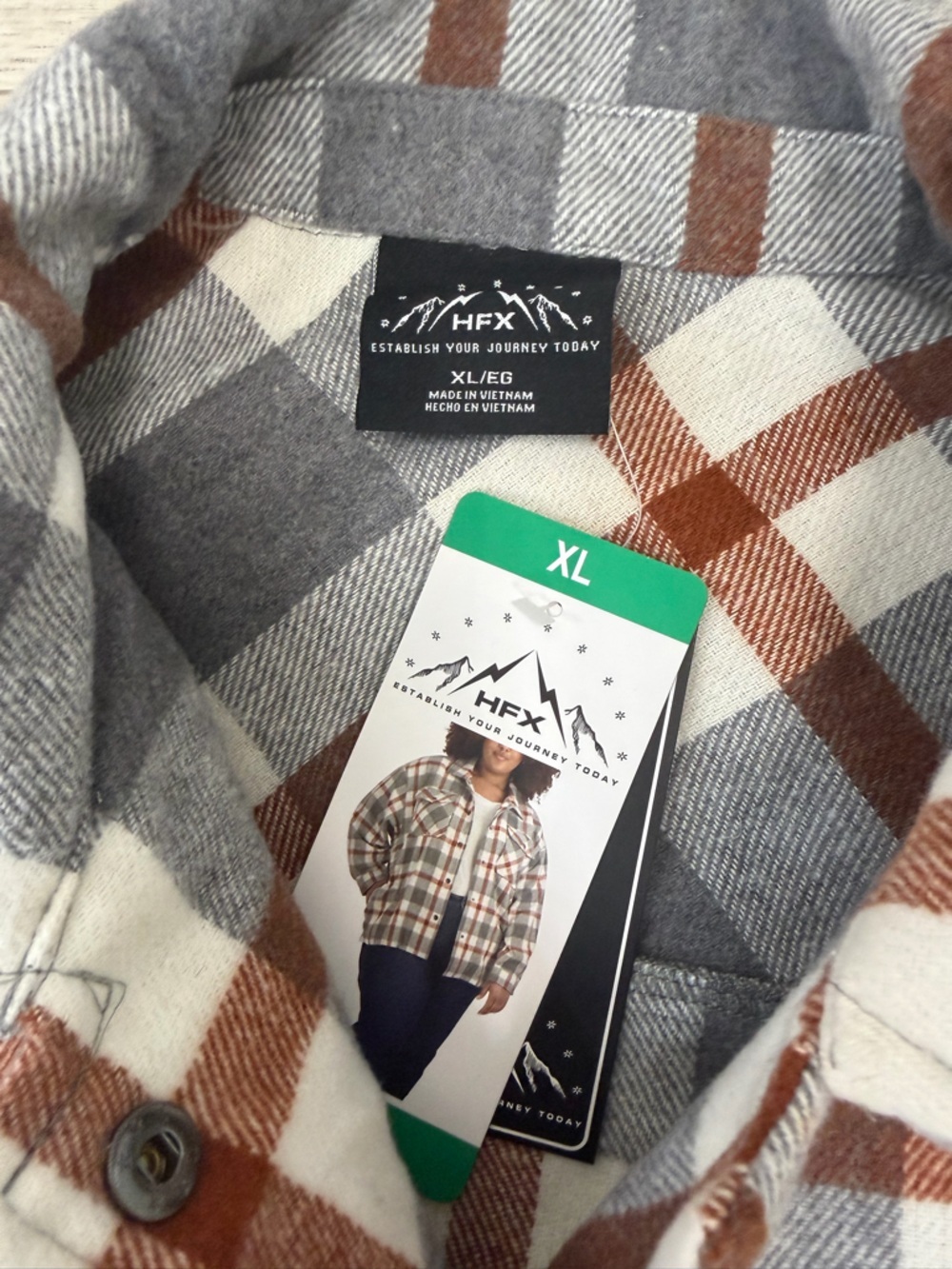 NWT HFX Plaid Flannel Shacket Shirt Jacket Women's Size XL - Picture 5 of 5